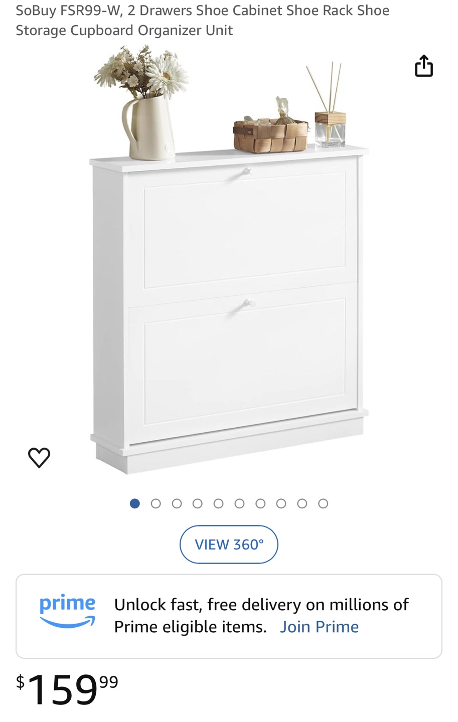 White Shoe Cabinet with 2 Drawers - photo 3