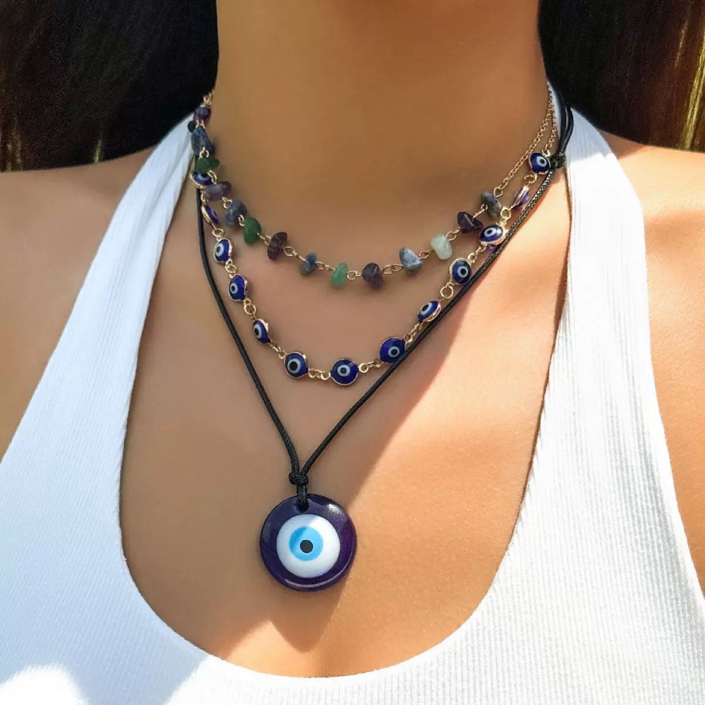 Evil Eye Necklace Set