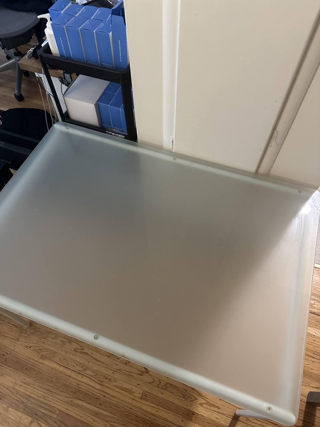 Glass desk top
