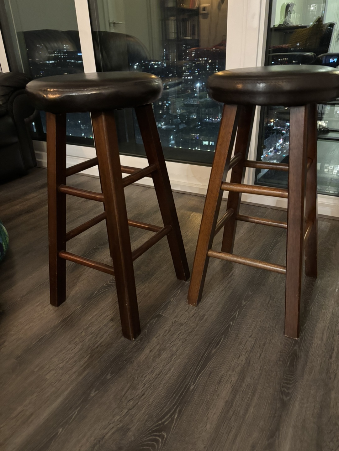 Two Brown Bar Stools - photo 2