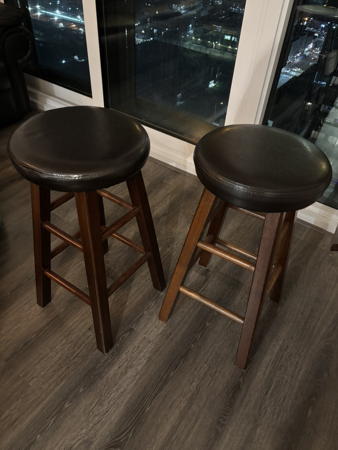 Two Brown Bar Stools