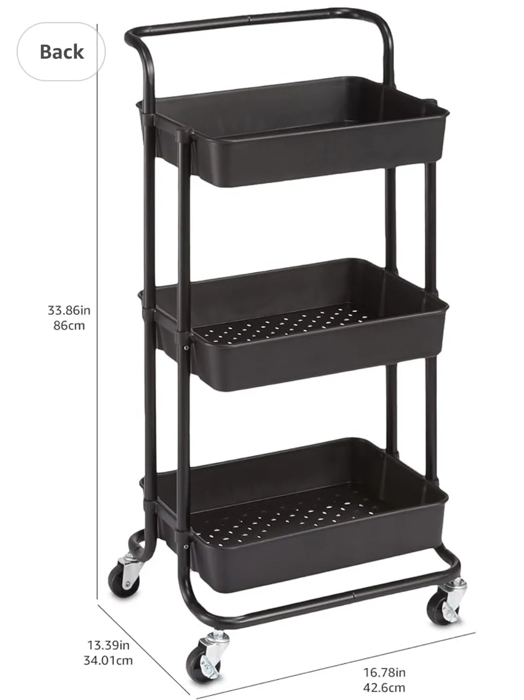 *Brand New*3-Tier Multi-Purpose Trolley with Handle - Black image indicator(5)