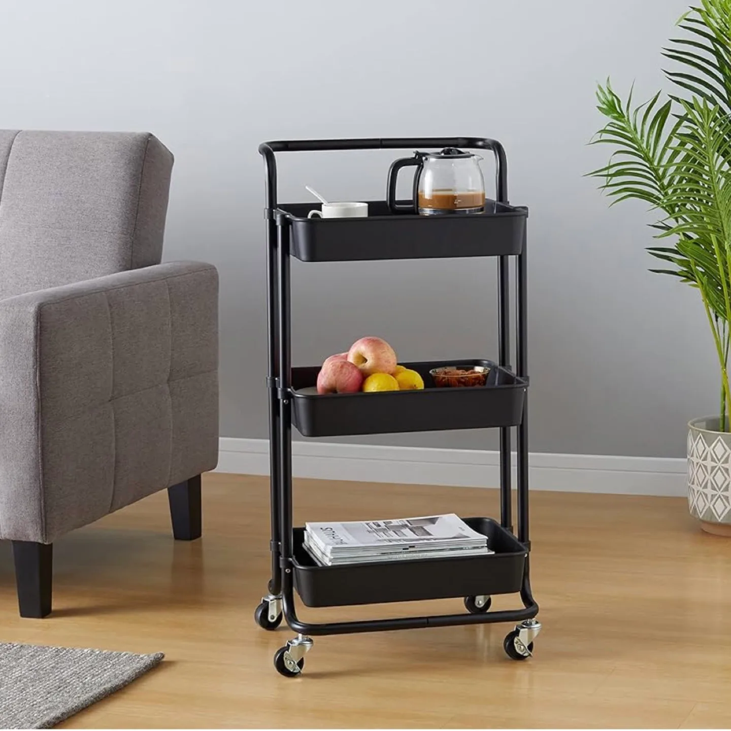 *Brand New*3-Tier Multi-Purpose Trolley with Handle - Black image indicator(7)