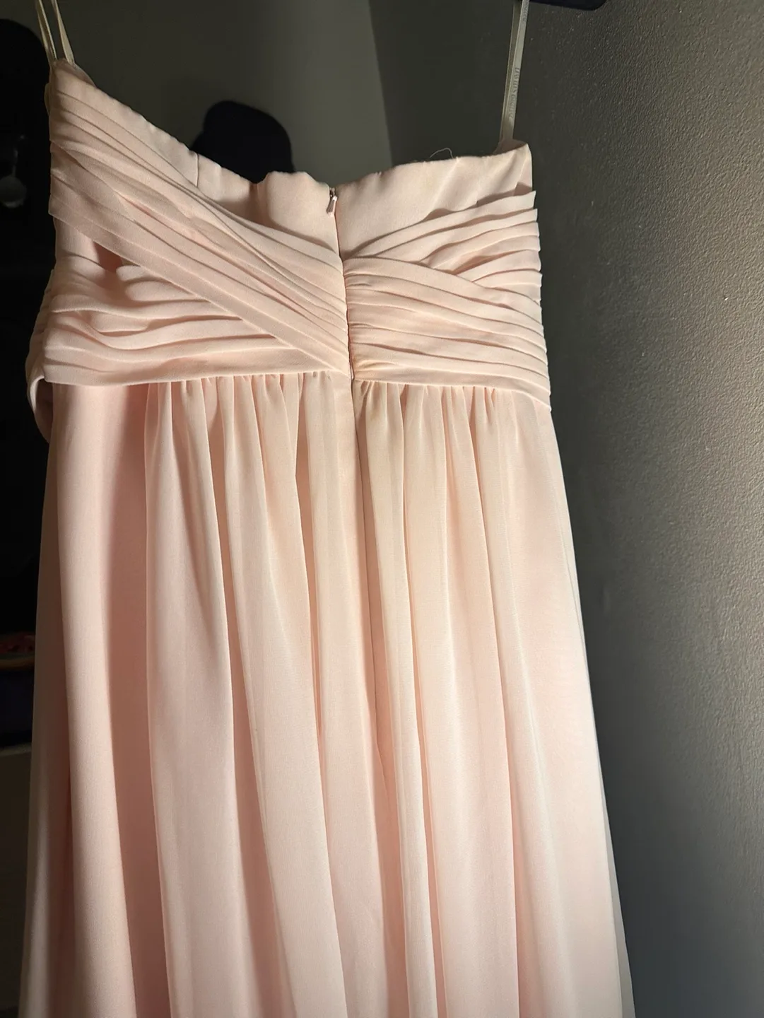 David's Bridal Strapless Blush Pink Dress Size 12 image indicator(3)
