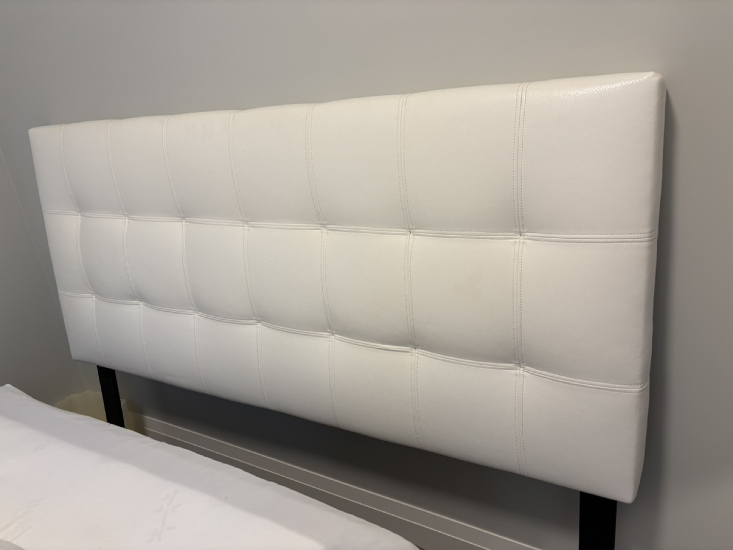 White Upholstered Queen Headboard - photo 3
