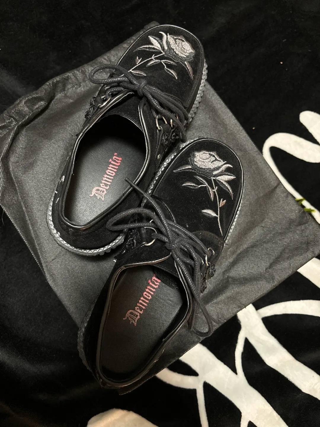 Demonia Black Rose Platform Creepers image indicator(3)