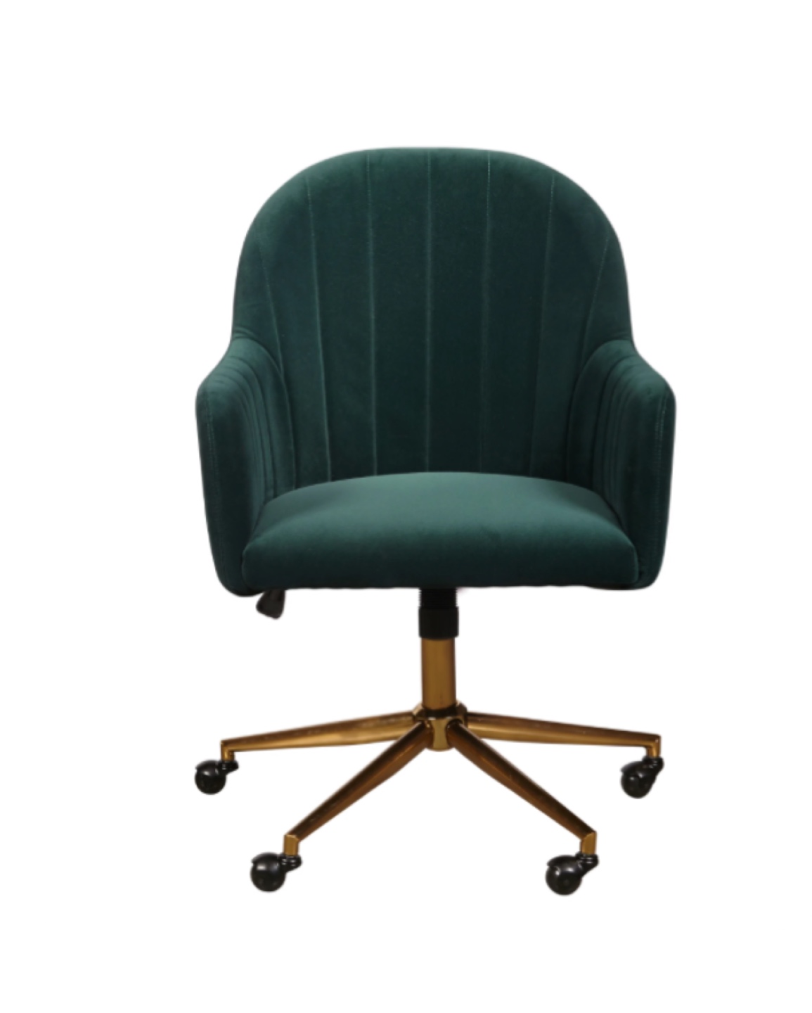 Green Velvet Office Chair with Gold Base