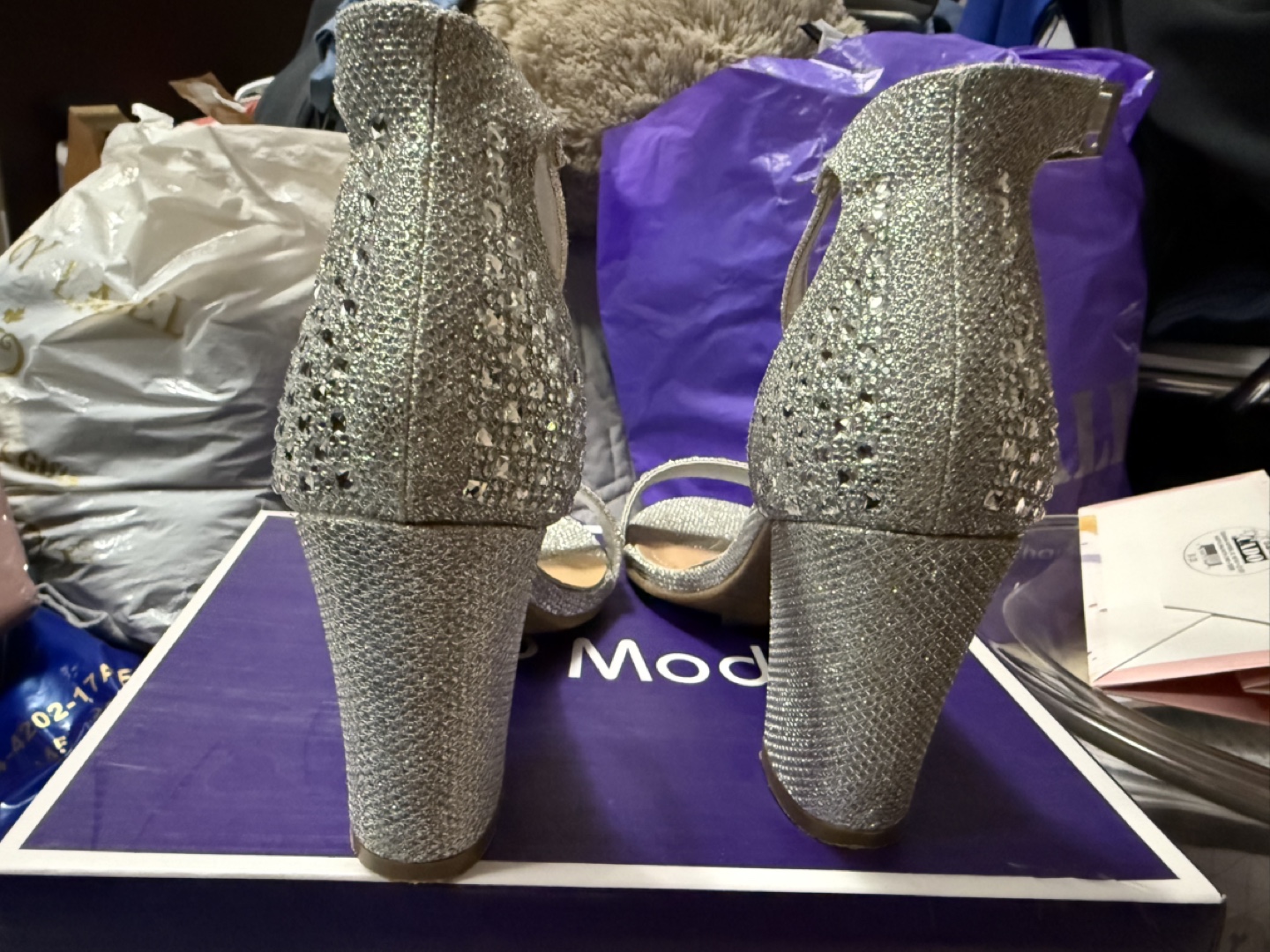 Silver Glitter Strappy Heels - photo 3