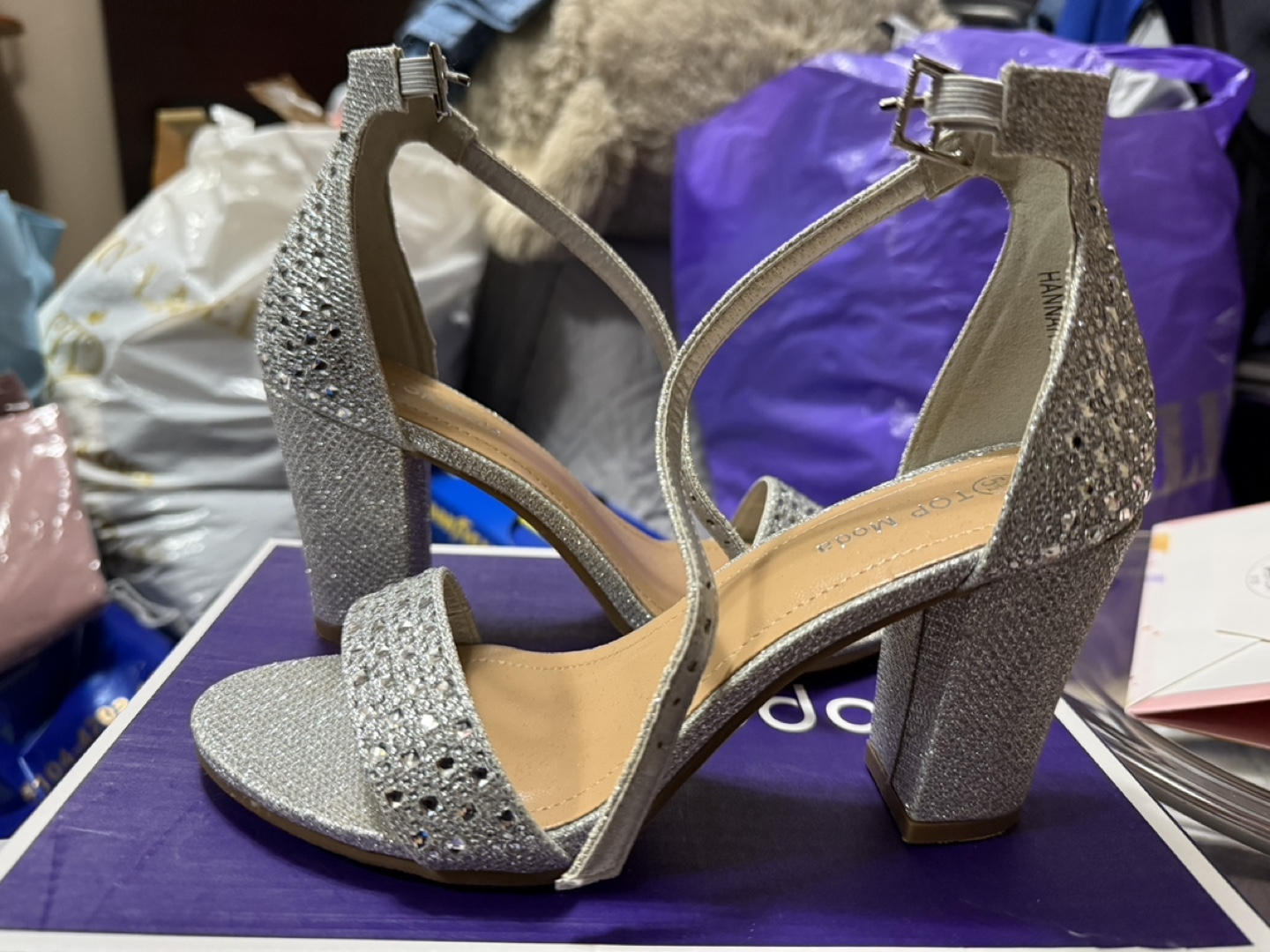 Silver Glitter Strappy Heels - photo 2