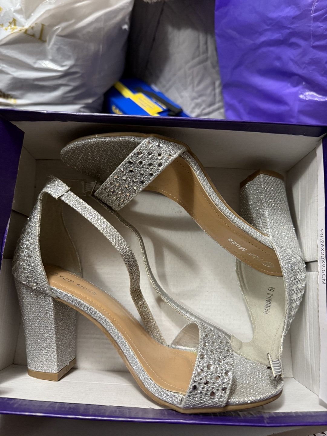 Silver Glitter Strappy Heels