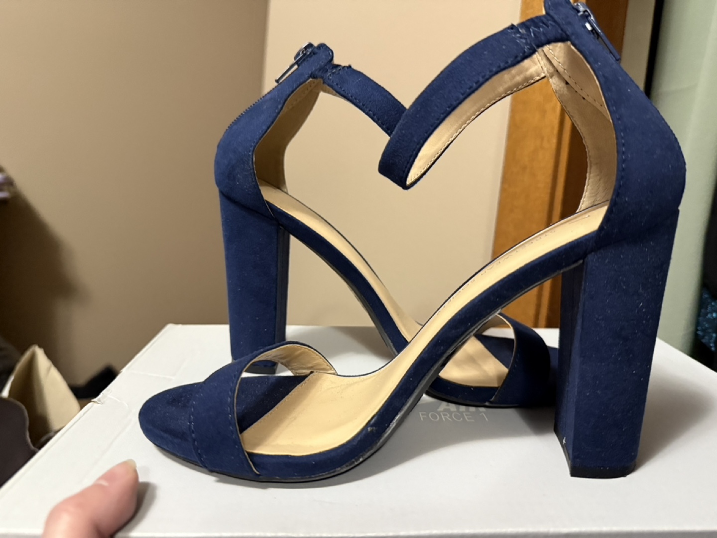 Navy Blue Suede Heels - photo 2