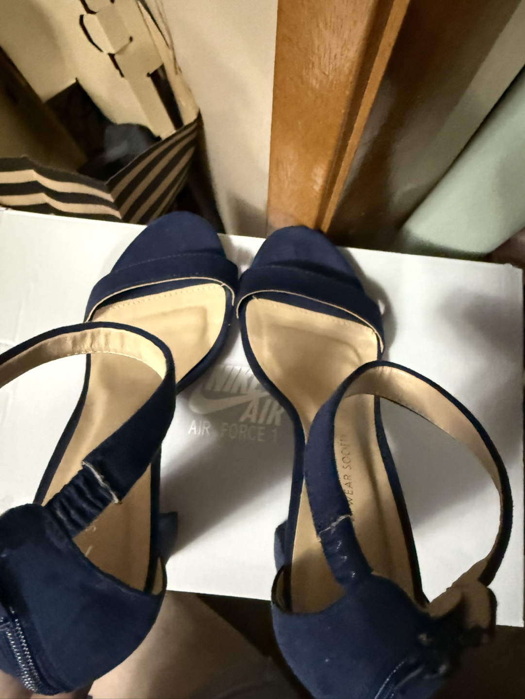 Navy Blue Suede Heels - photo 4