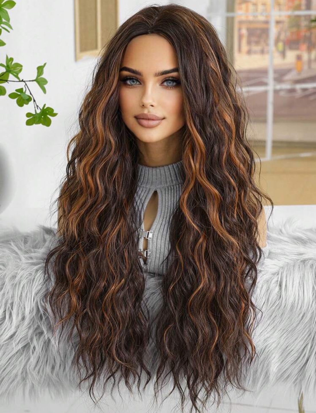 Long Wavy Brown and Blonde Wig 28 inch tall - photo 5
