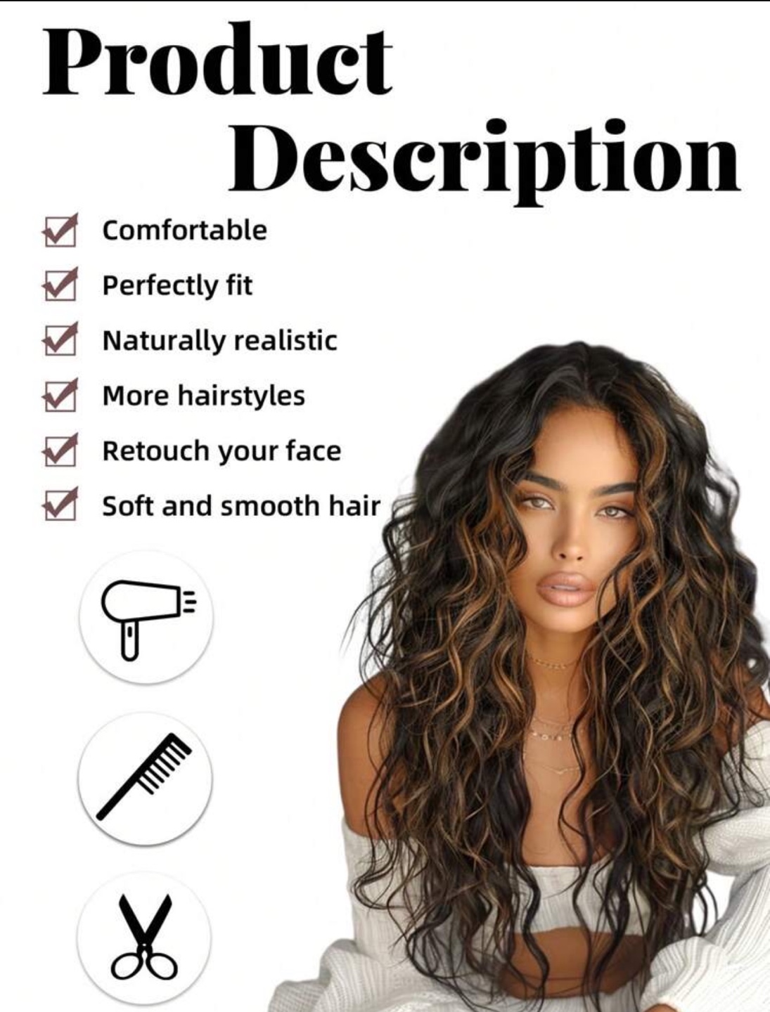 Long Wavy Brown and Blonde Wig 28 inch tall - photo 3