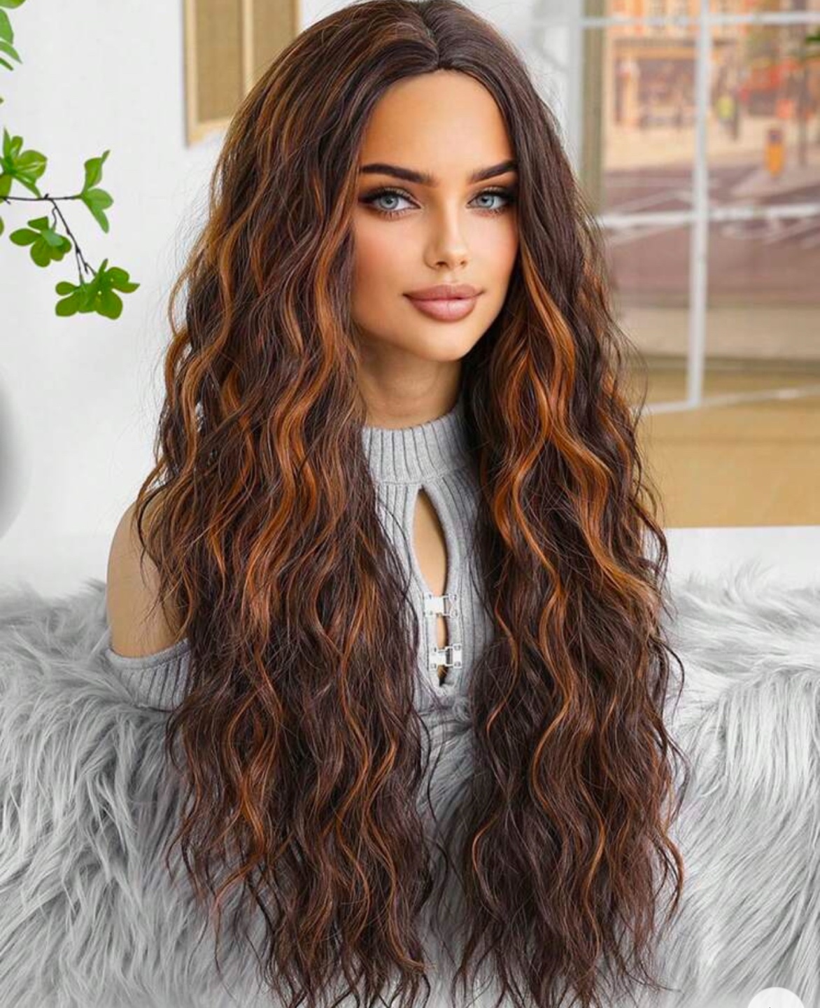 Long Wavy Brown and Blonde Wig 28 inch tall - photo 4