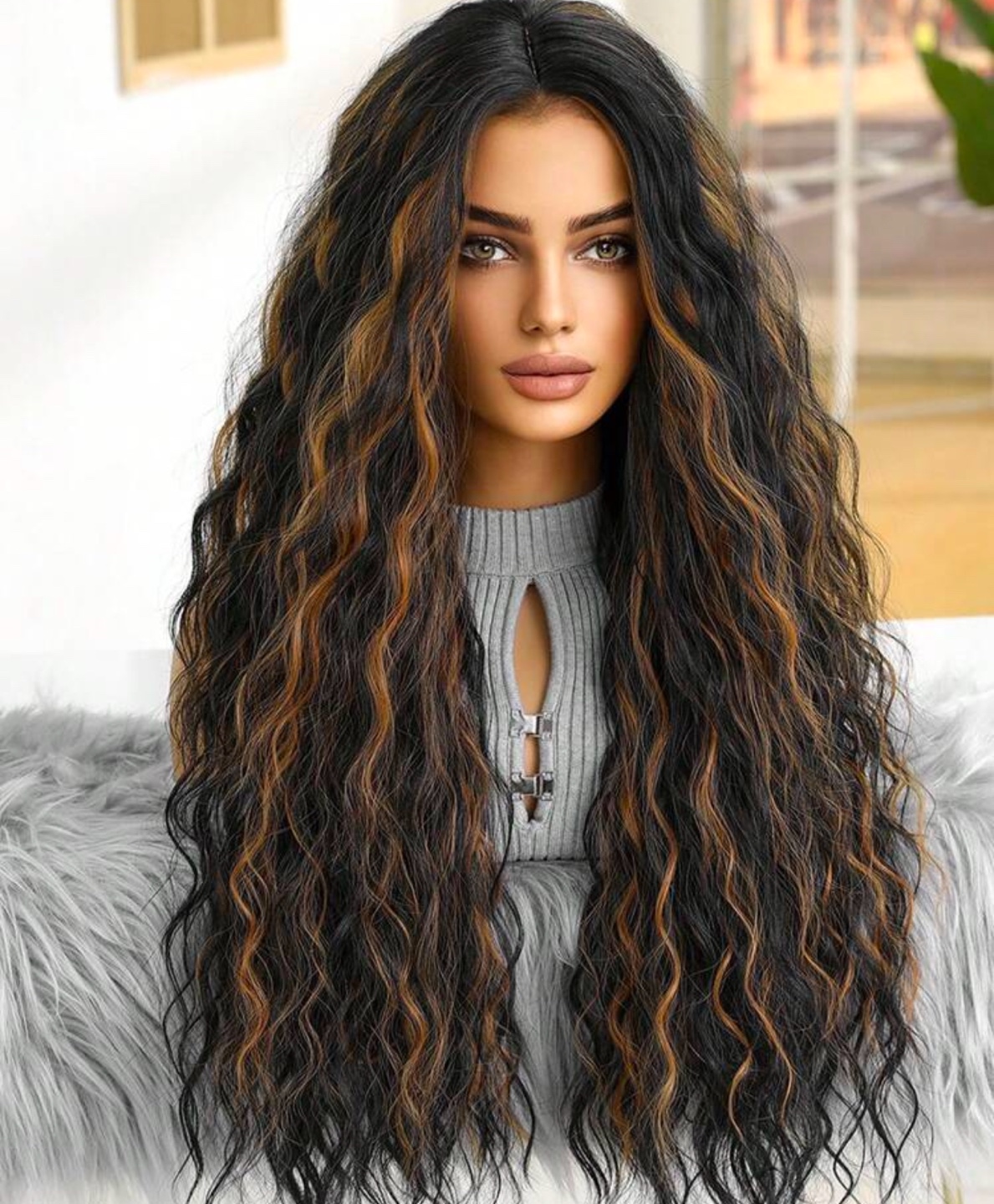 Long Wavy Brown and Blonde Wig 28 inch tall - photo 2