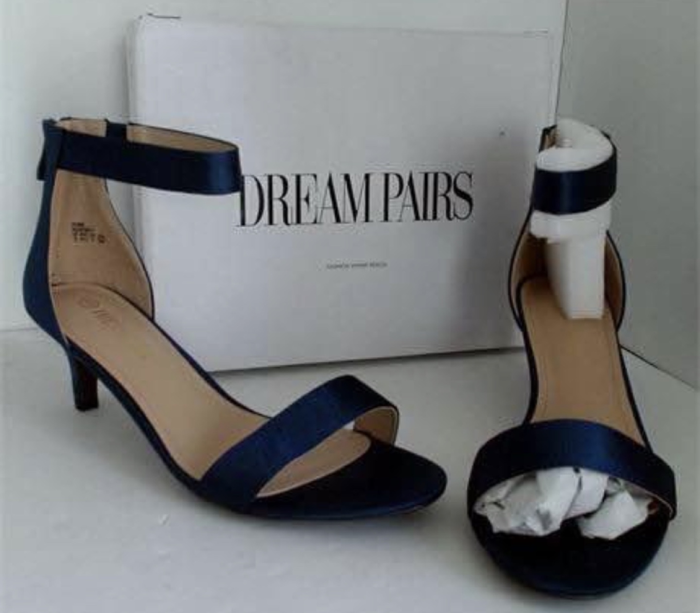 Dream Pairs Women's Navy Blue Ankle Strap Heels