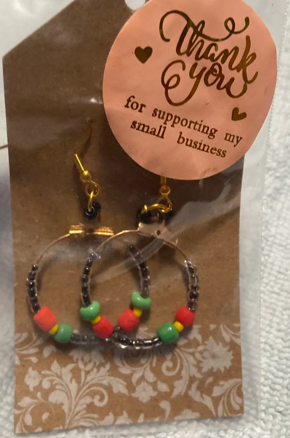 Handmade Beaded Hoop Earrings image indicator(3)
