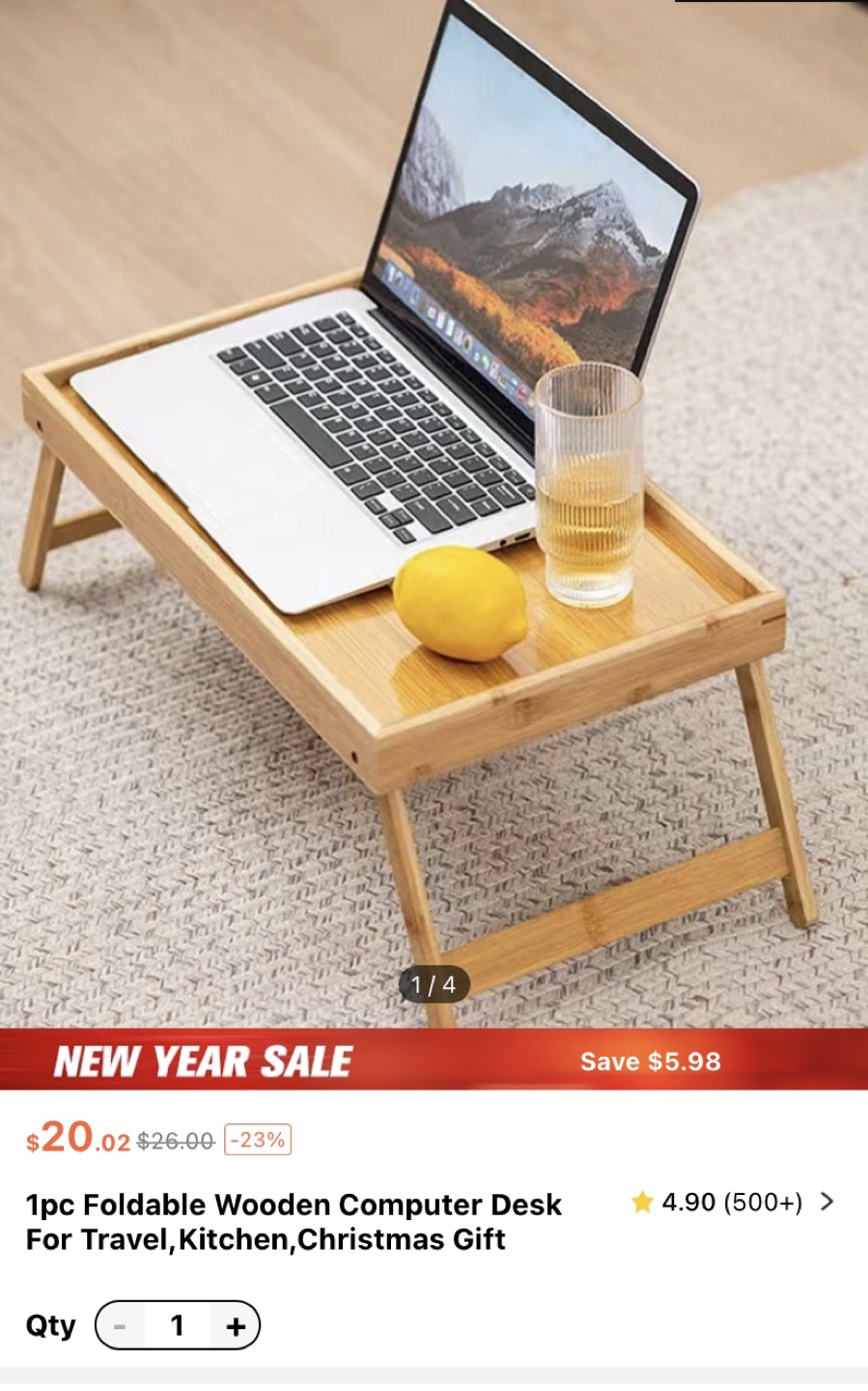 Foldable Wooden Computer Desk for Travel & Kitchen