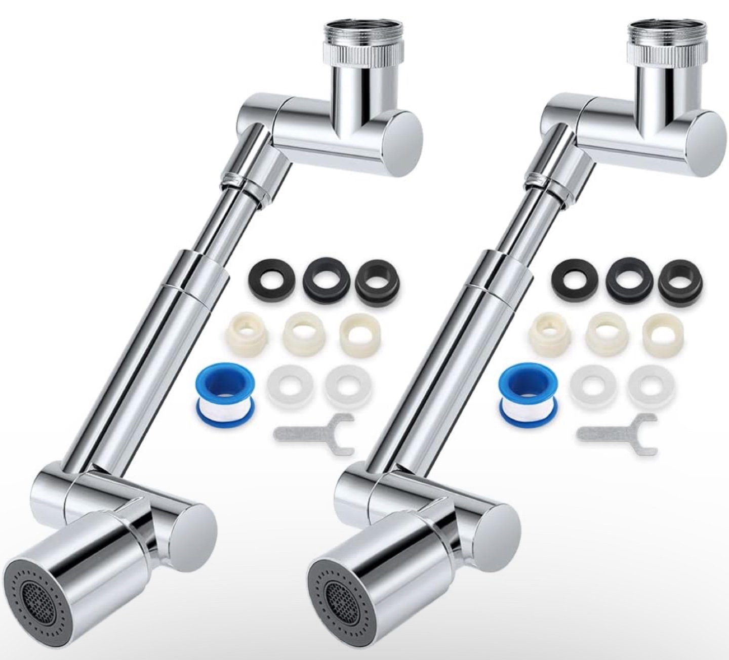 2Pcs Faucet Extender, Universal 360°+1080° Swivel 2 Spray Modes