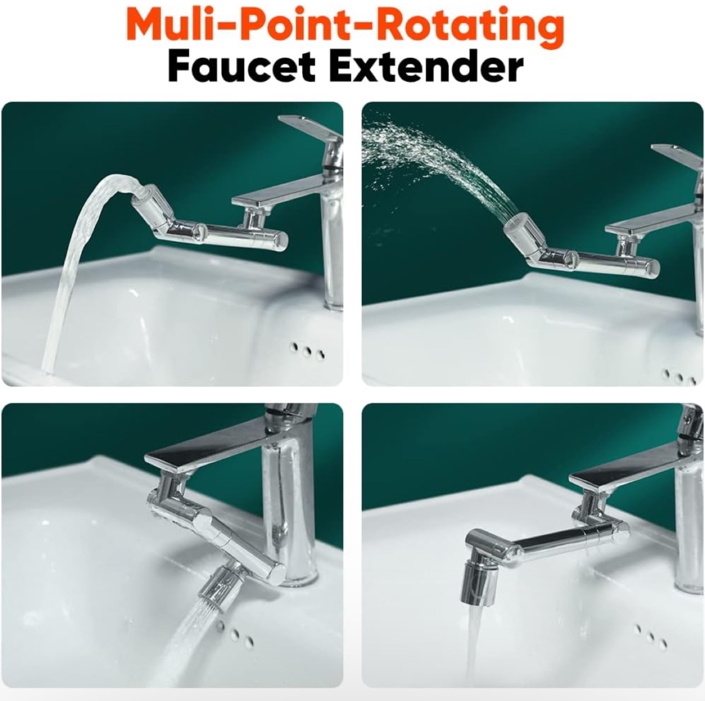 2Pcs Faucet Extender, Universal 360°+1080° Swivel 2 Spray Modes - photo 2