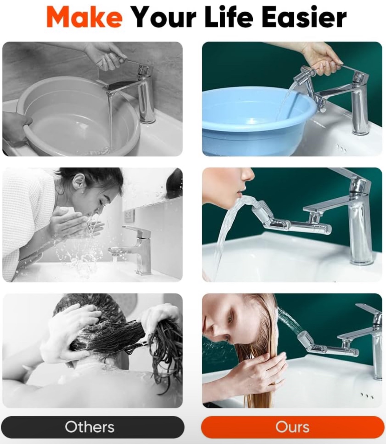2Pcs Faucet Extender, Universal 360°+1080° Swivel 2 Spray Modes - photo 5