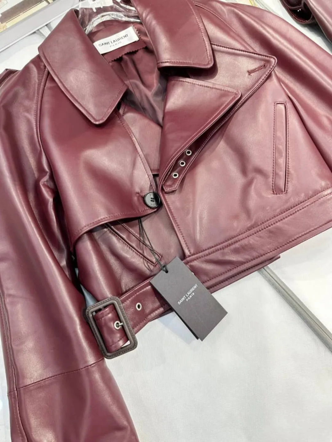 Saint Laurent Burgundy Leather Jacket image indicator(5)
