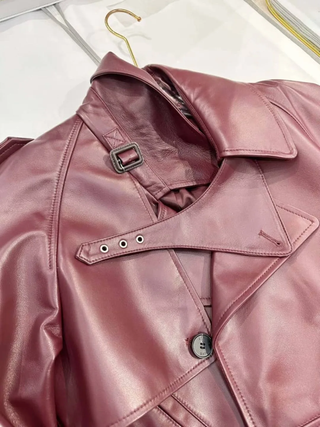 Saint Laurent Burgundy Leather Jacket image indicator(6)