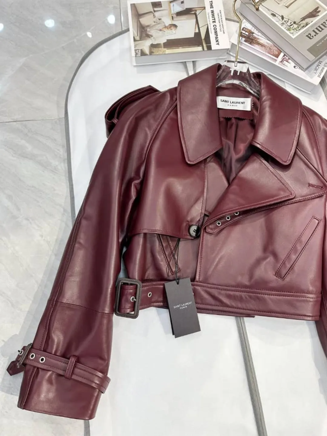 Saint Laurent Burgundy Leather Jacket image indicator(3)