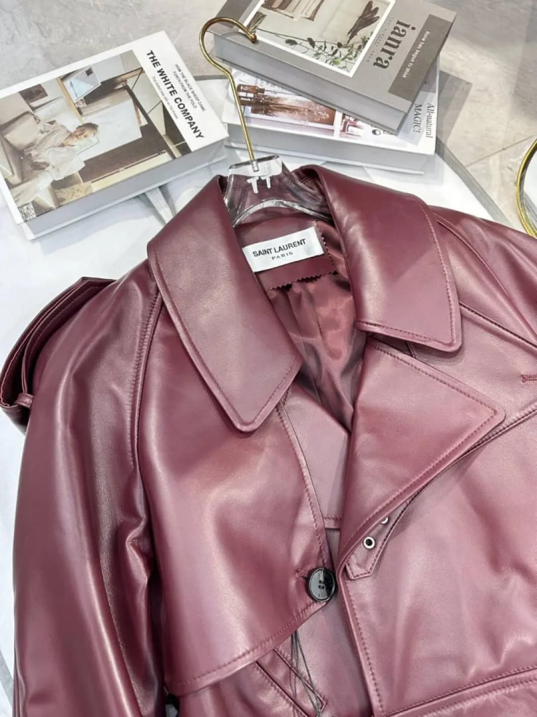 Saint Laurent Burgundy Leather Jacket image indicator(4)