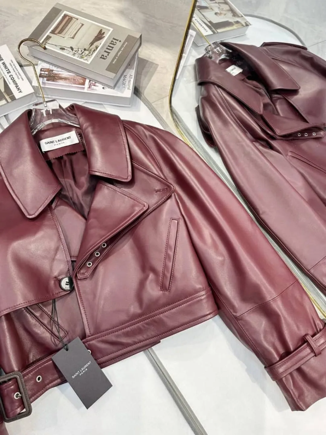 Saint Laurent Burgundy Leather Jacket image indicator(2)