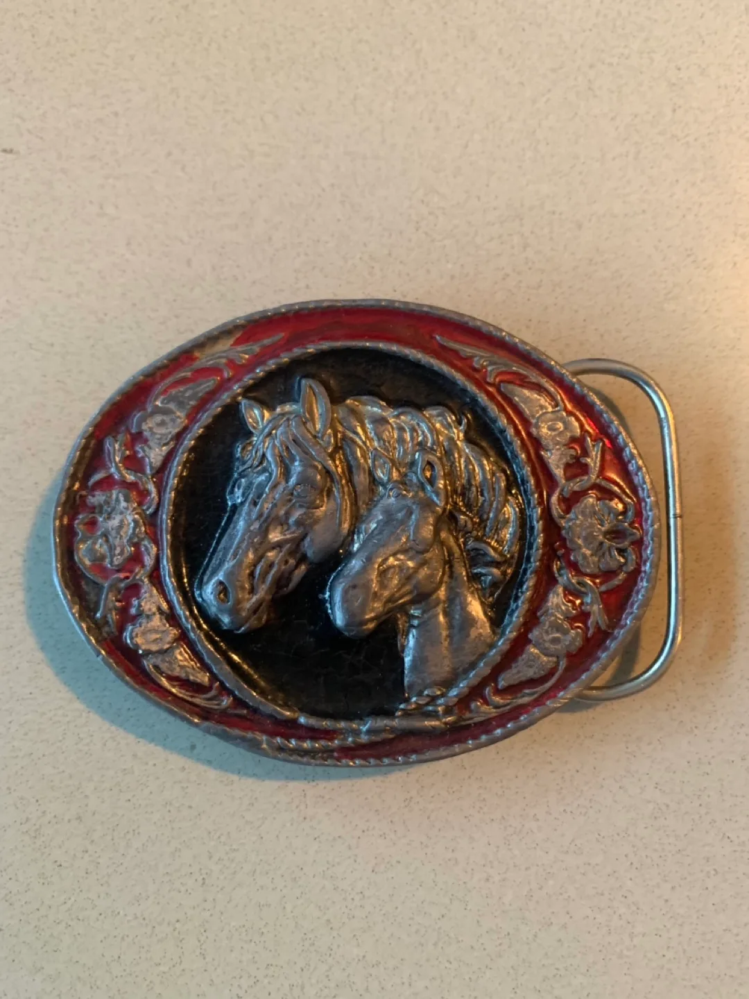 Vintage Brown Leather Belt with Horse Buckle image indicator(2)