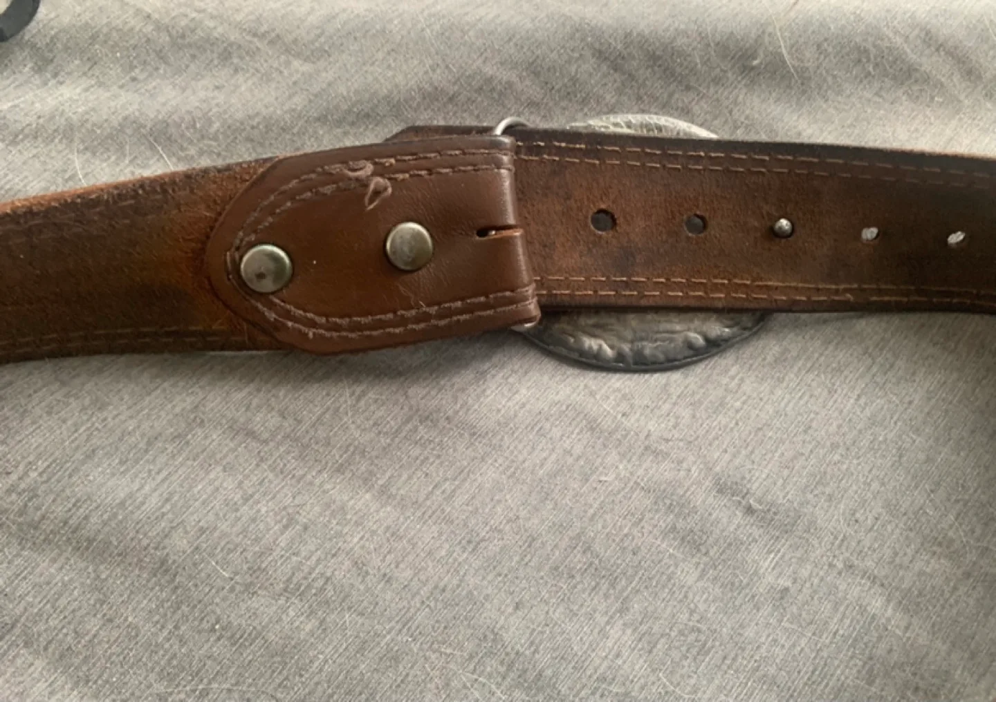 Vintage Brown Leather Belt with Horse Buckle image indicator(7)