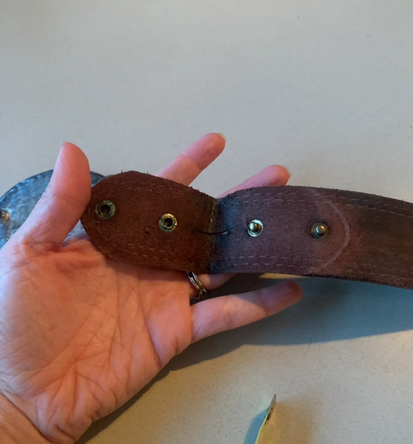 Vintage Brown Leather Belt with Horse Buckle image indicator(5)