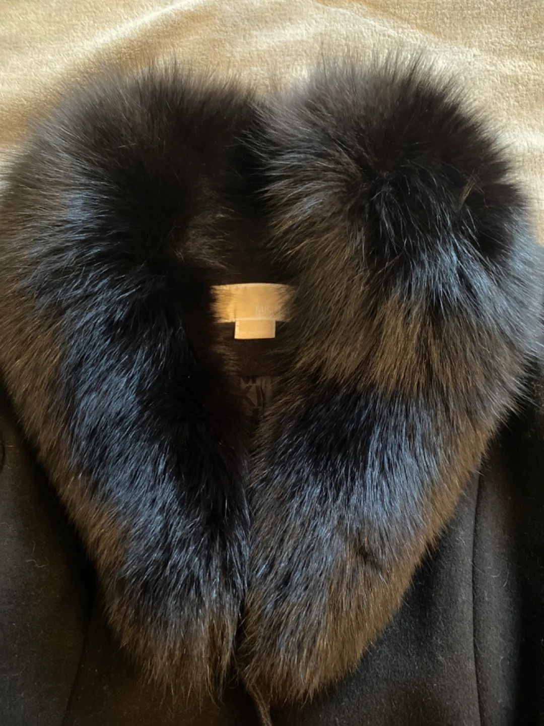 Michael Kors Black Wool Coat with Fox Fur Collar image indicator(4)