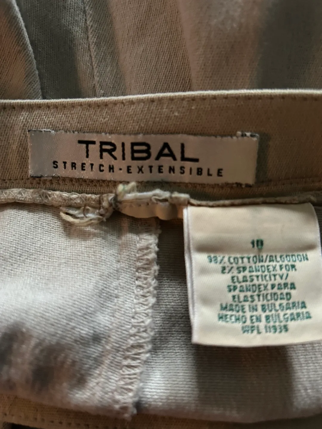Beige Tribal Stretch-Extensible Pants Size 10- image indicator(2)