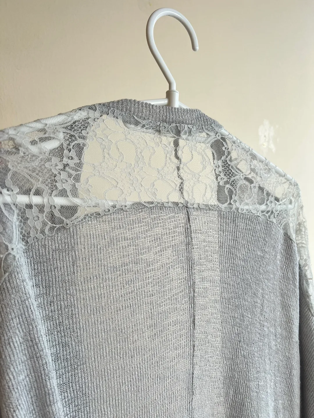 Grey Lace Knit Cardigan image indicator(4)