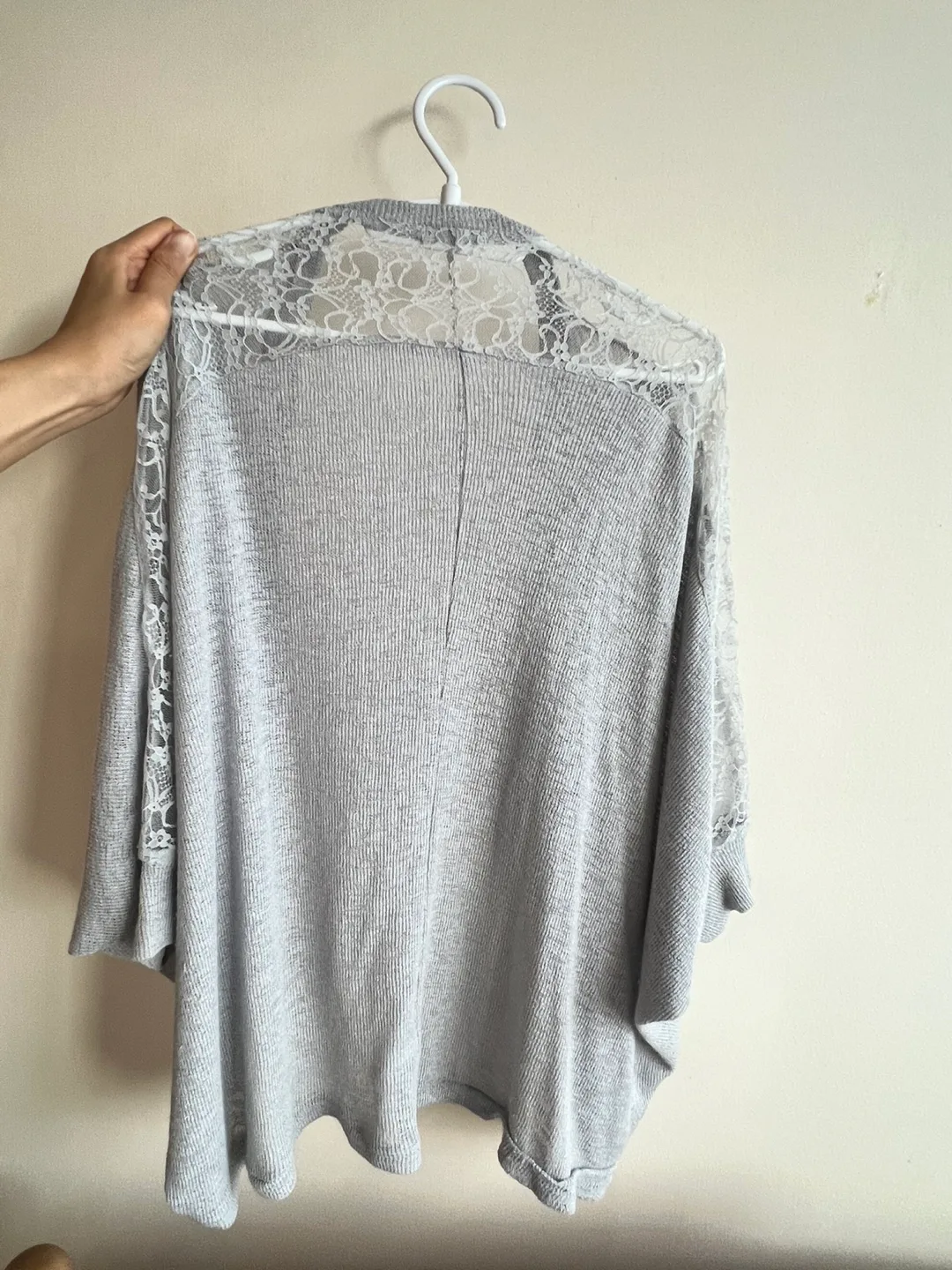 Grey Lace Knit Cardigan image indicator(3)