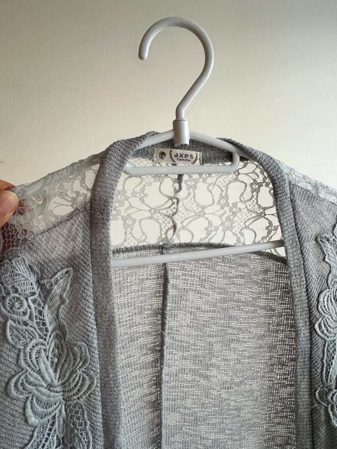 Grey Lace Knit Cardigan image indicator(2)