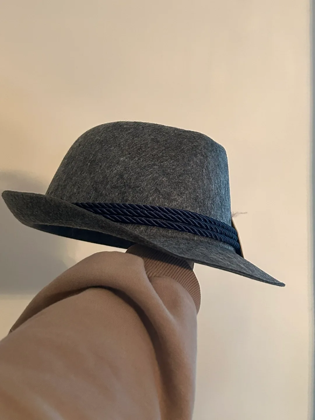 Grey Fedora Hat with Feather image indicator(2)