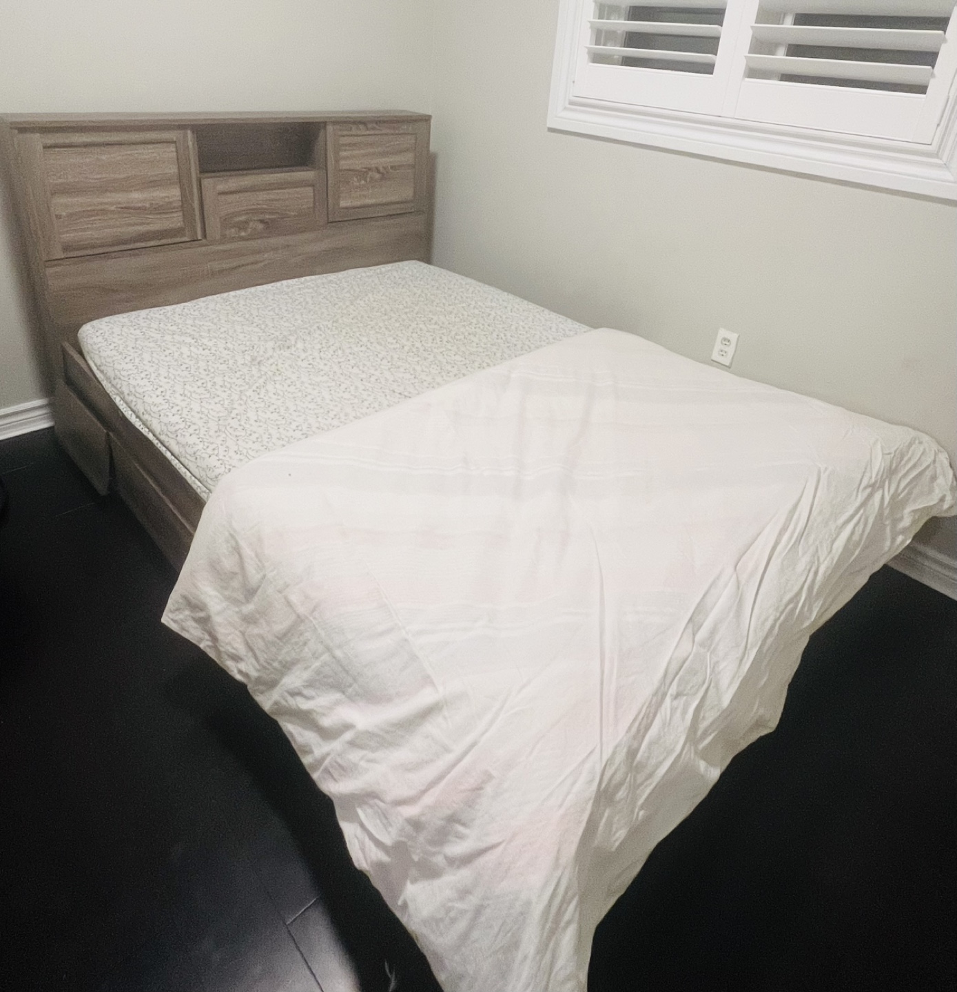 Double bed frame with headboard and storage