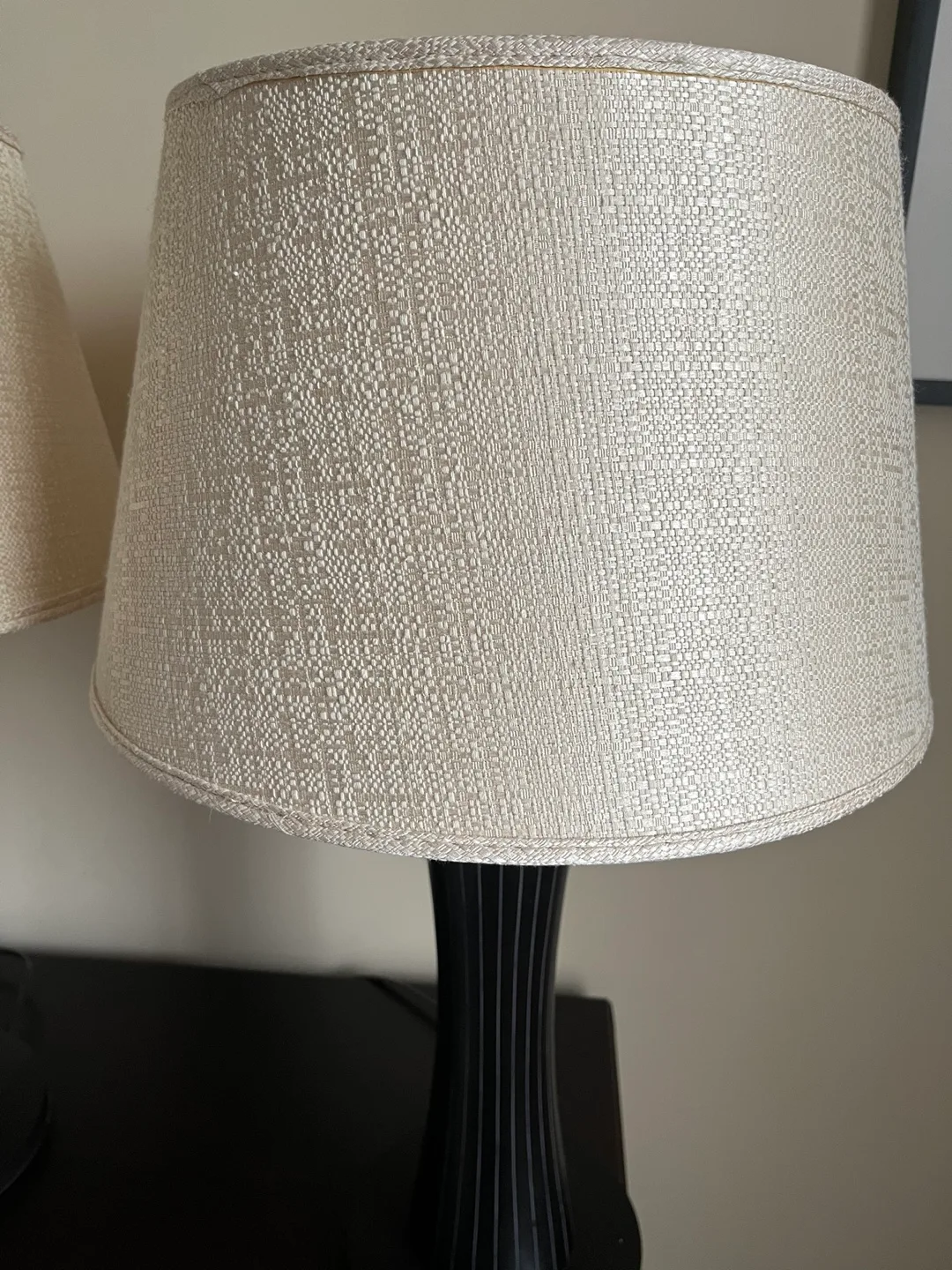 Pier 1 -Black Table Lamps with Cream Shades image indicator(2)
