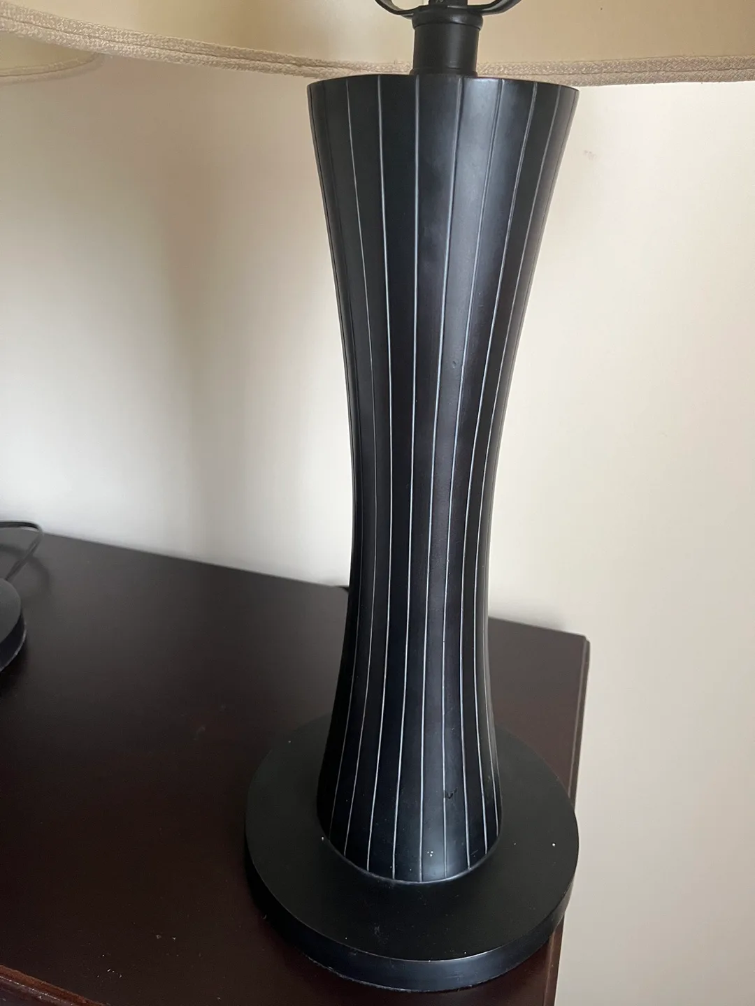 Pier 1 -Black Table Lamps with Cream Shades image indicator(4)