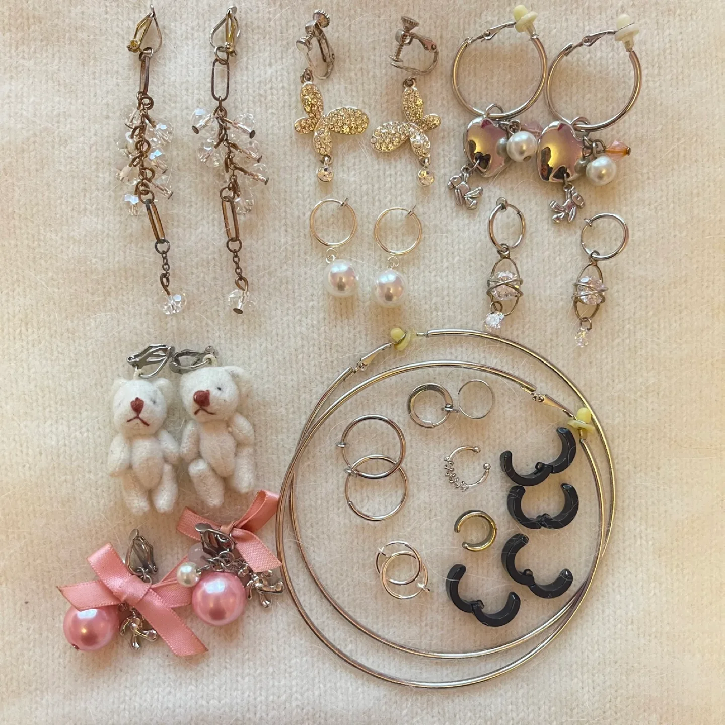 10 pairs of clip on earrings and 8 clip on ear cuffs thumbnail