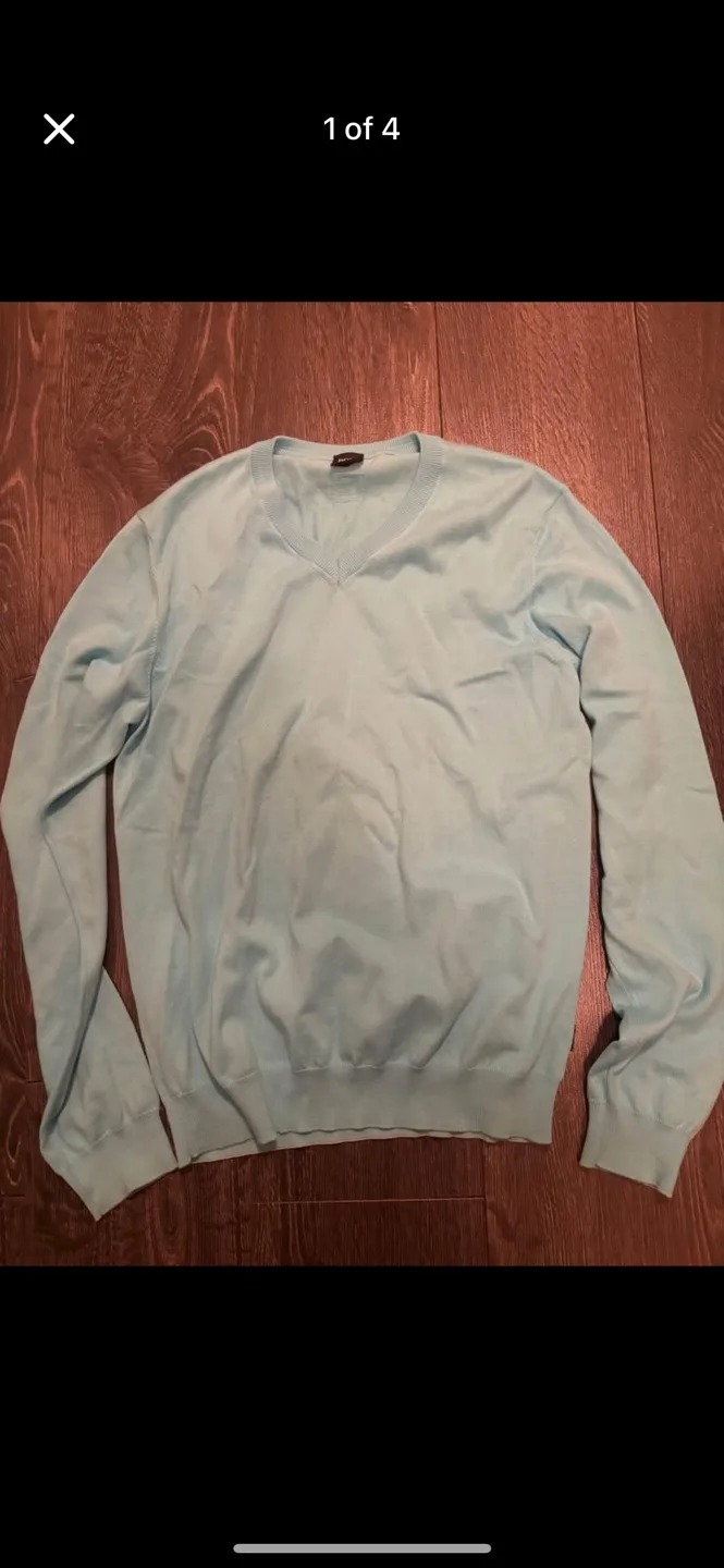 BOSS Hugo Boss Light Blue V-Neck Sweater Medium thumbnail