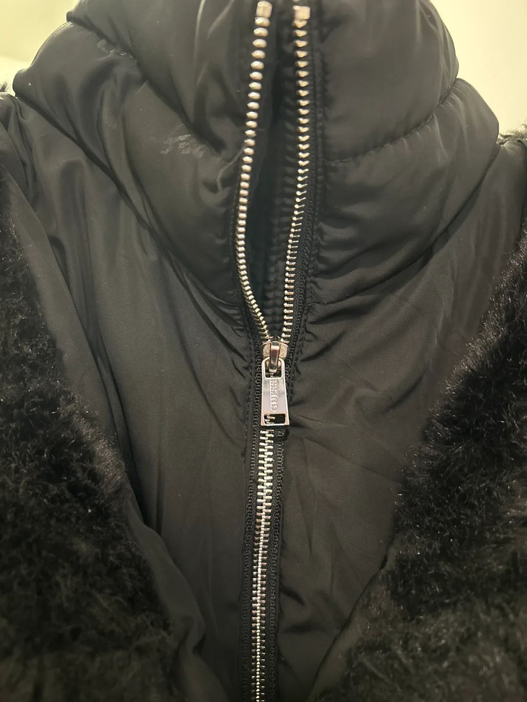 Black Guess Down Jacket with Fur Hood size S image indicator(2)