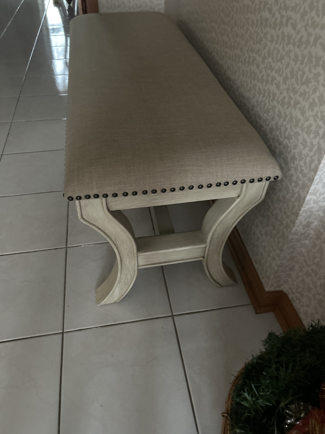 Cream Upholstered Bench