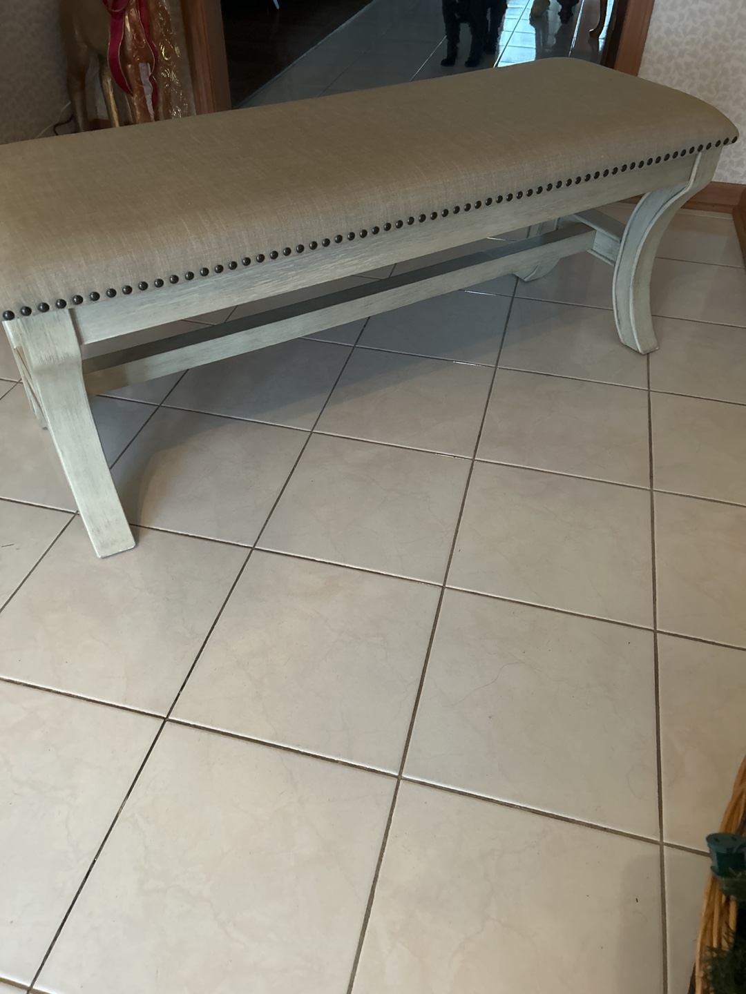 Cream Upholstered Bench - photo 5