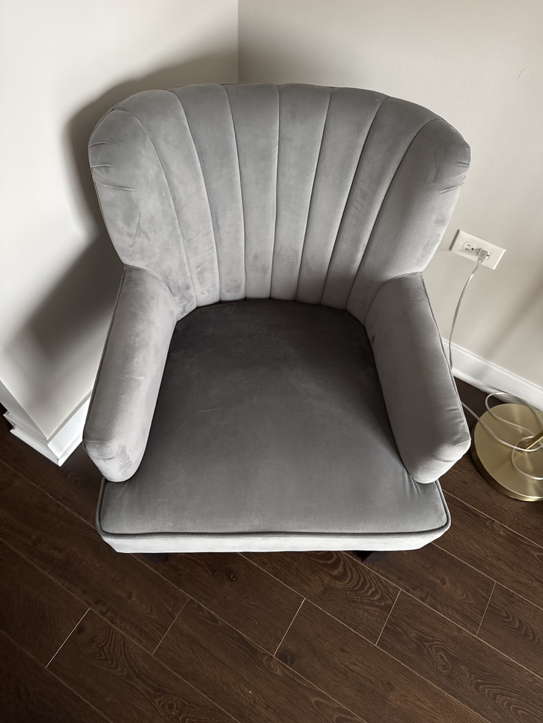 Gray Velvet Accent Chair - photo 2