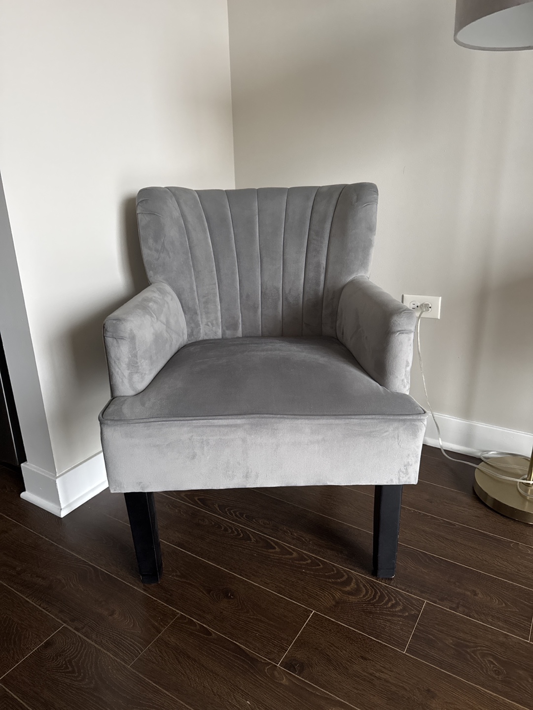 Gray Velvet Accent Chair